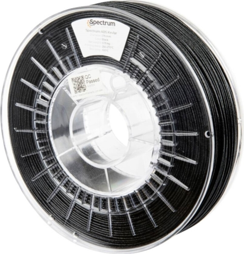Spectrum Filaments 80564 Abs Kevlar Filament Abs-Plast Slagfast, Kemisk Bestandig, Varmebestandig, Høj Grad Af Trækstyrke 1.75 Mm 750 G Sort 1 Stk