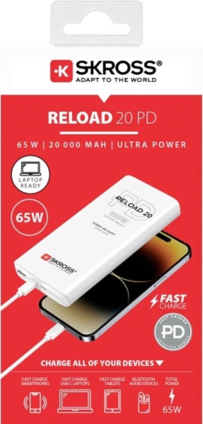 Batteribank Skross Reload 20 Pd 65W, Hvit