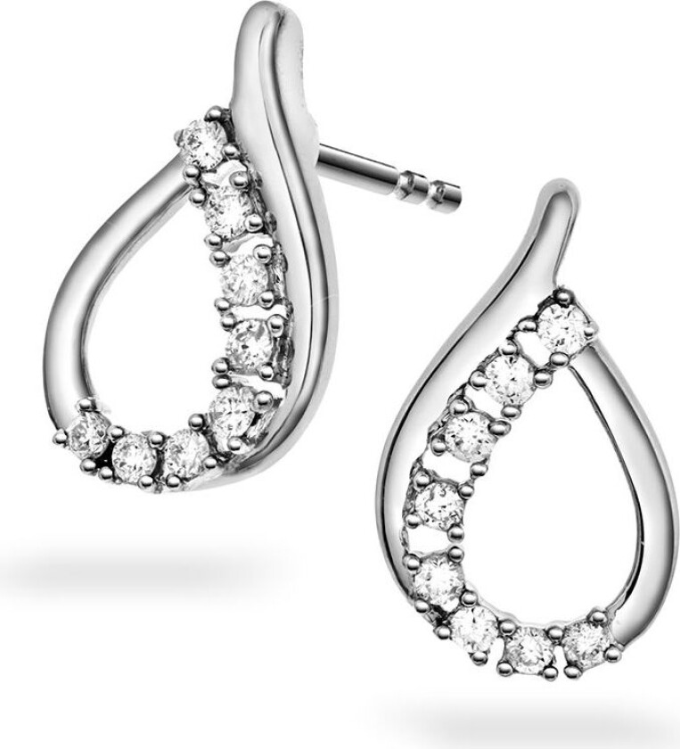 , Øredobber i 585 hvitt gull med diamanter og dråpeform 0,15 ct