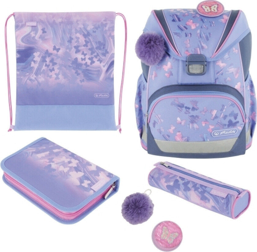 Ultralight Plus Butterfly Paradise, Blyantveske, Blyantlomme, Skoleveske, Sportsveske, Jente, Klasse Og Barneskole, Ryggsekk, 16 L, Frontlomm