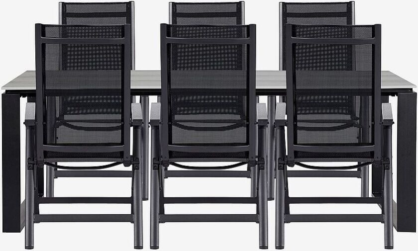 Hagegruppe, 6 stoler, Grå