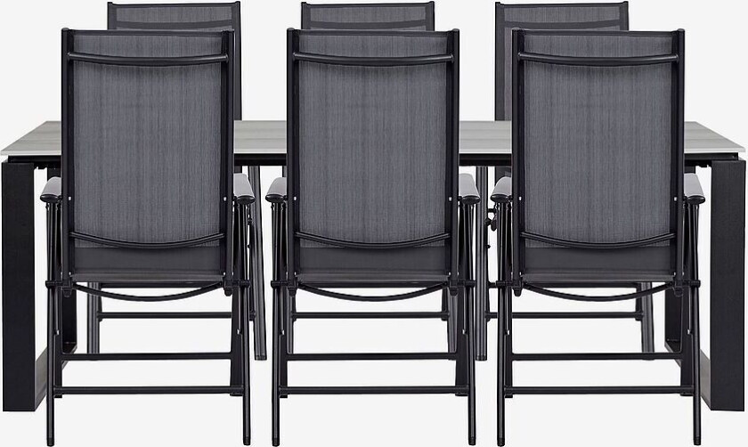 Hagegruppe, 6 stoler, Grå
