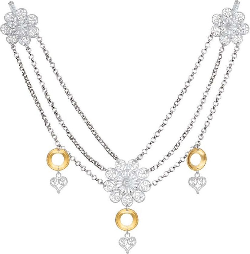 Hallingkjede i 830 hvitt og forgylt sølv