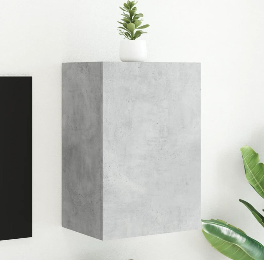 Vegghengt TV-benk betonggrå 40,5x30x60 cm konstruert tre