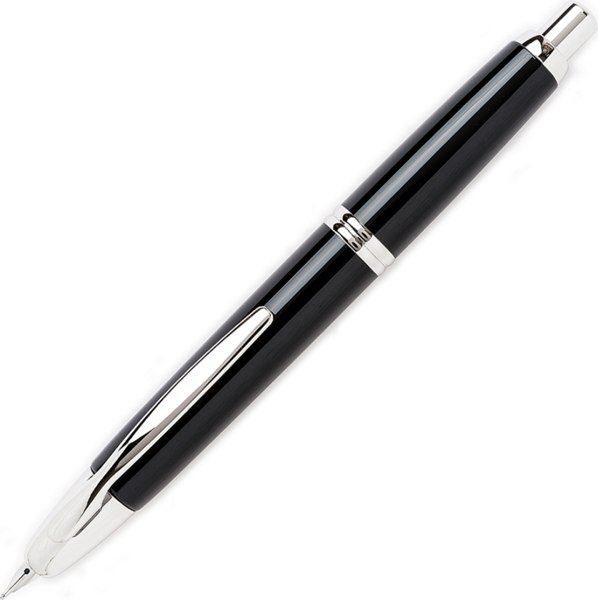 Capless Fyllepenn Black/Rhodium Broad