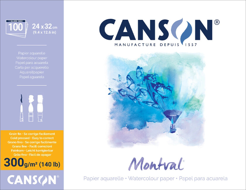 Montval Akvarellblokk 300g 24×32cm Maxi Pack