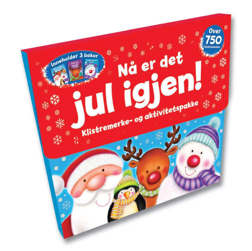 Nå er det jul igjen! Klistremerke- og aktivitetspakke (3 bøker, 750 klistremerker)