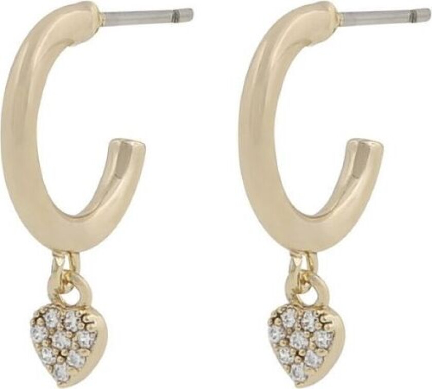 Snö of Sweden North, Øreringer i forgylt messing med hengende hjerte