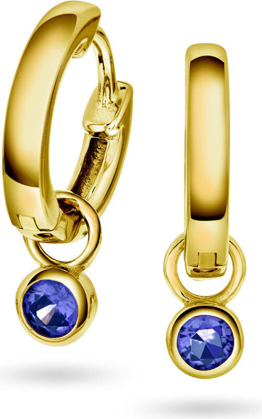 , Øreringer i 925 forgylt sølv med blå zirkonia