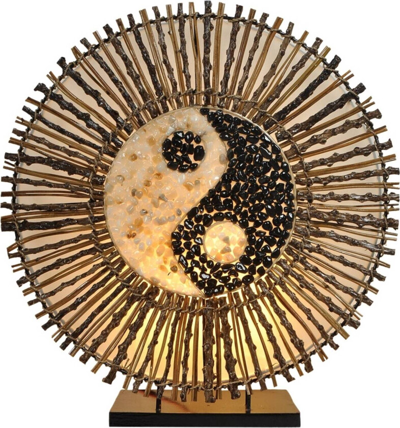 Bordlampe Ying Yang Batur rund 40 cm brun