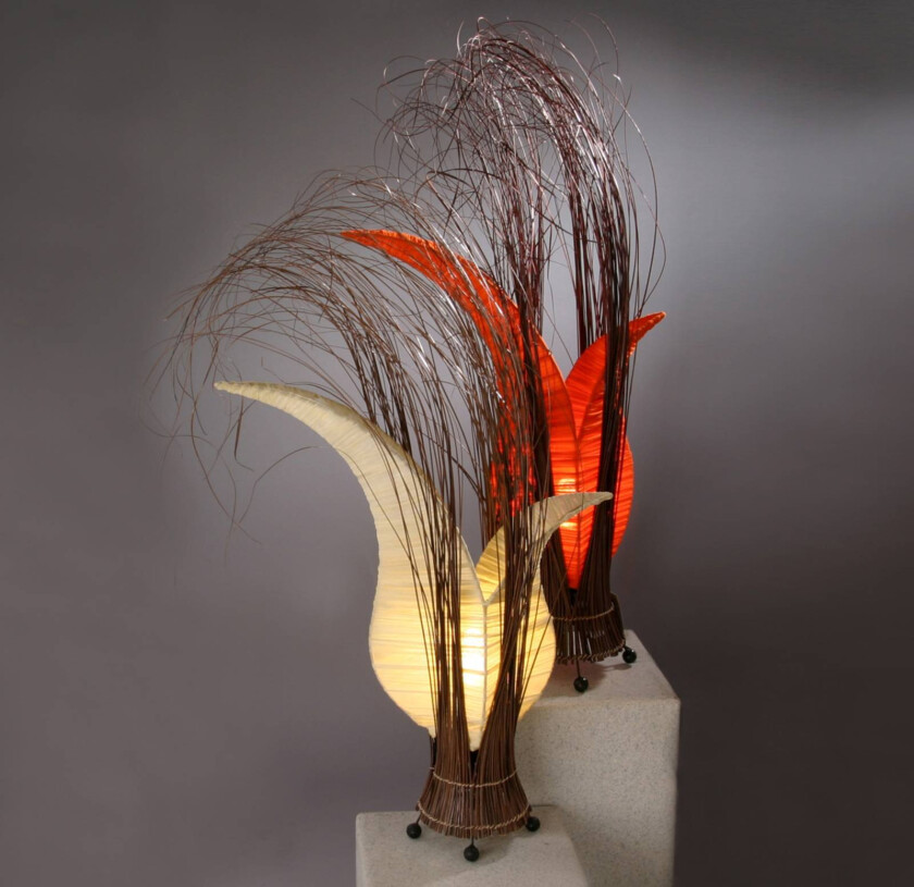 Bordlampe Bunga i blomsterform, oransje