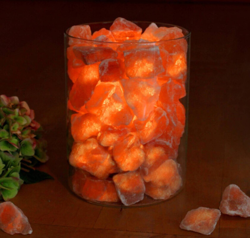 Saltkrystall-flamme i glass