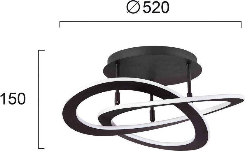 LED-taklampe Charlie, Ø 52 cm svart