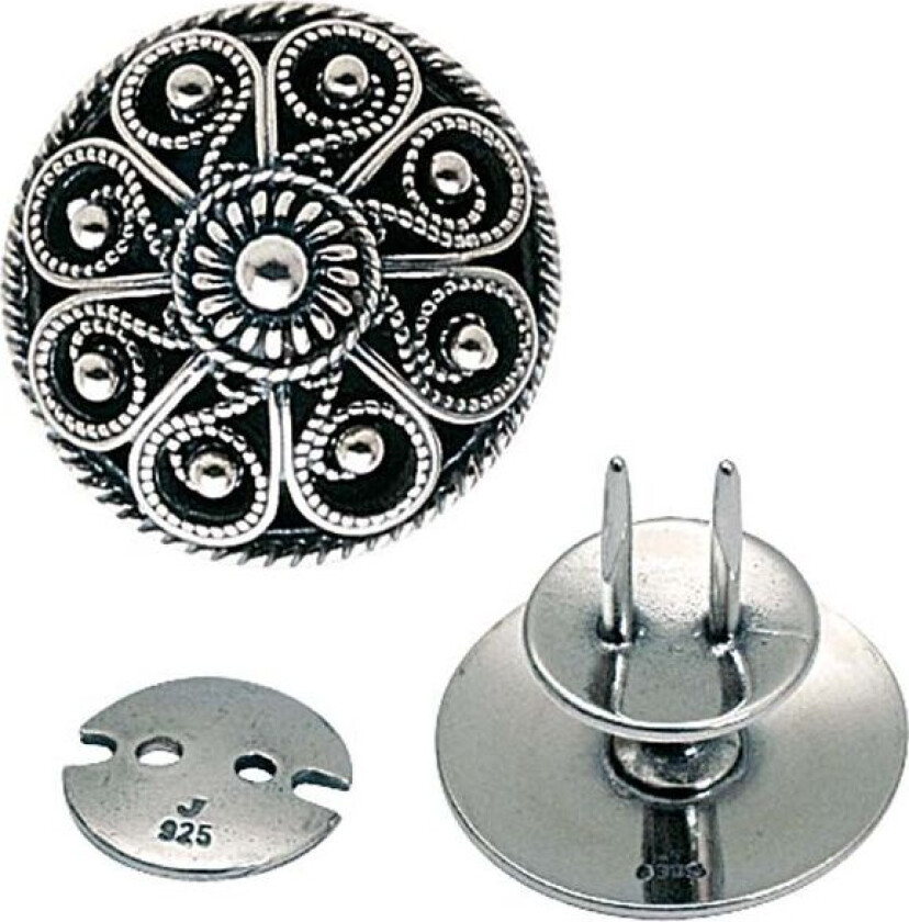 Knapp 17 mm i 830 oksidert sølv til kniv