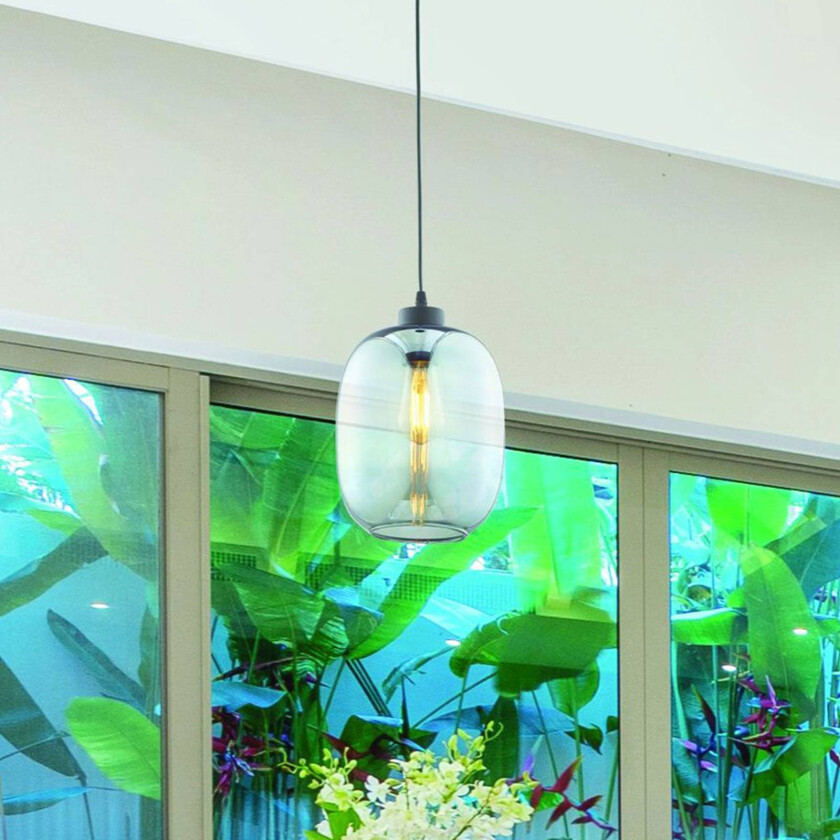 Elio pendellampe, glass, blå, én lampe