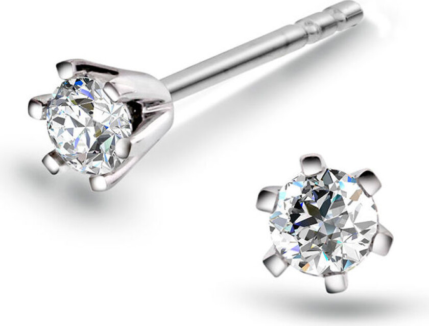 Olivia, Øredobber i 585 hvitt gull med diamant 0,20 ct