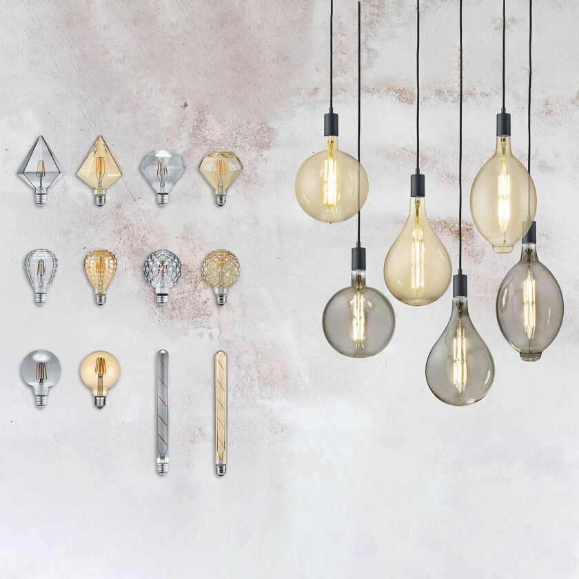 LED-pære E27 4 W 2 700 K diamant amber