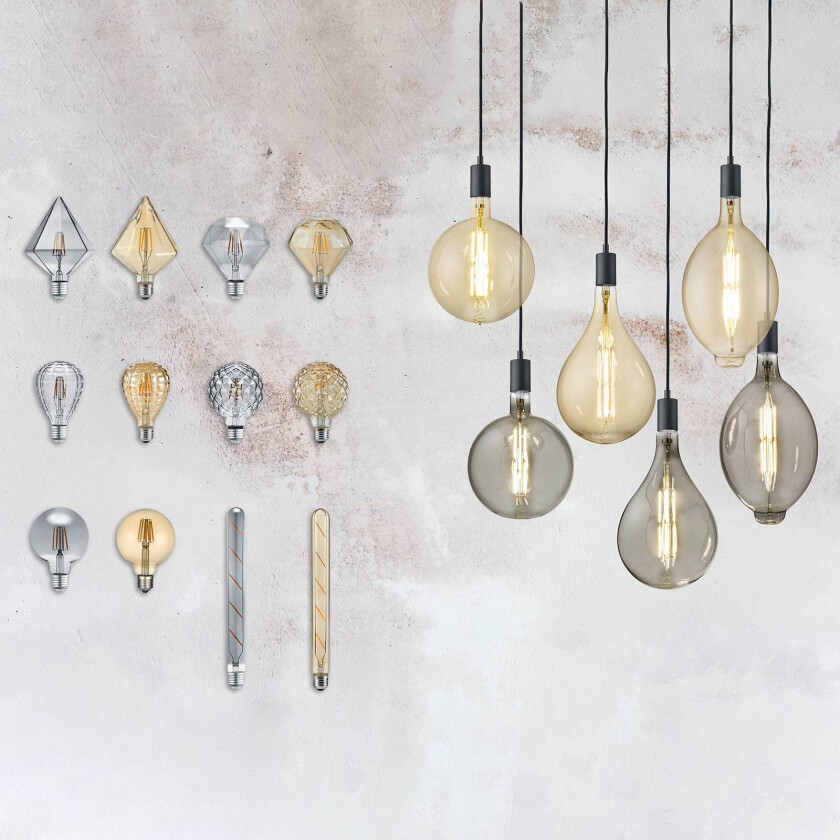 LED-pære E27 4 W 2 700 K diamant filament rav