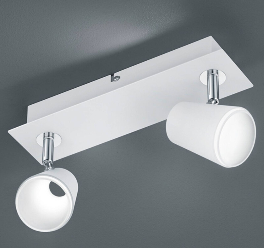 Hvit-kromfarget LED-vegglampe Narcos, 2 lys