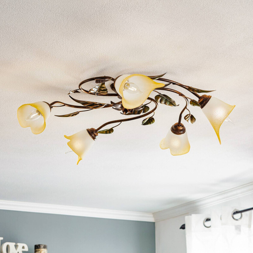 Taklampe Miranda 5 lyskilder, bronse