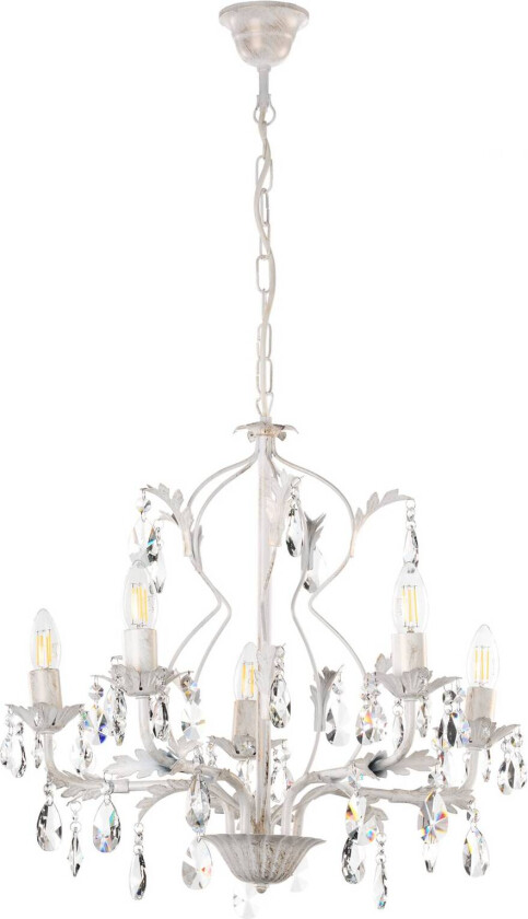 Kyrstall-lysekrone Teresa, elfenben 5 lyskilder