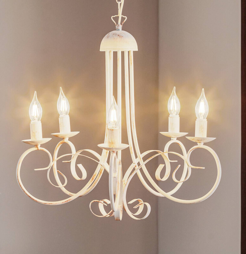 Lysekrone Pompei, uten skjermer, hvit antikk