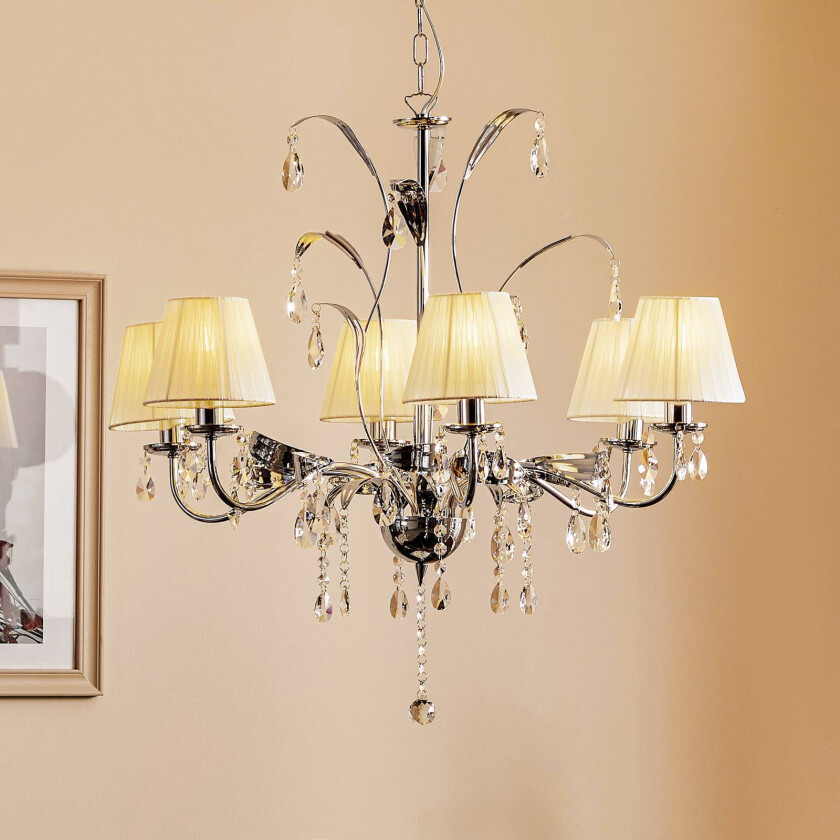 Lysekrone Jacqueline, 6 lyskilder, hvit