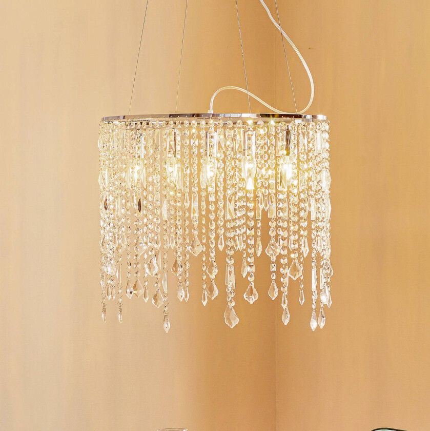 Hengelampe Laila med krystallforheng 5 lyskilder
