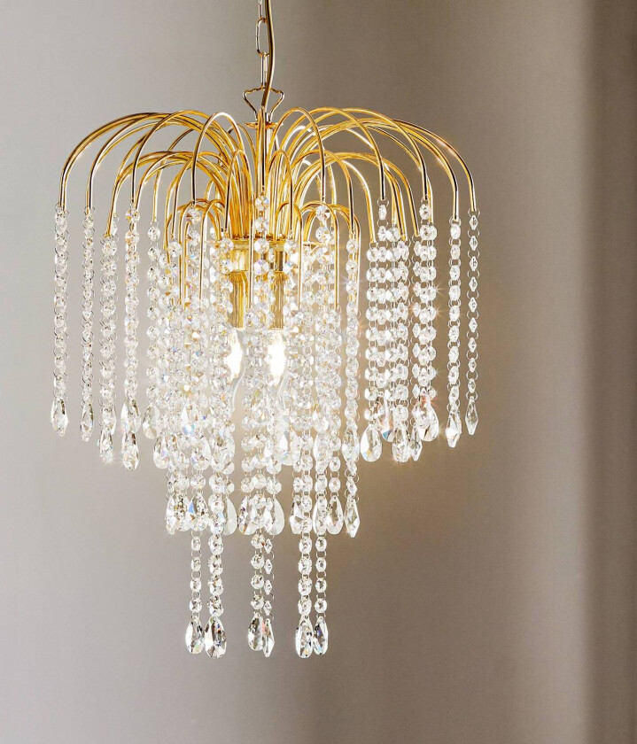 Hengelampe Pioggia med krystallregn Ø40cm gull