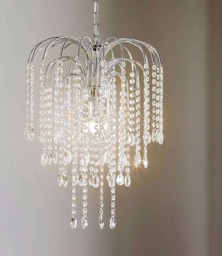 Hengelampe Pioggia med krystallregn Ø40cm krom