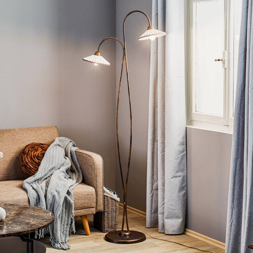 Gulvlampe Rosina med to keramiske skjermer