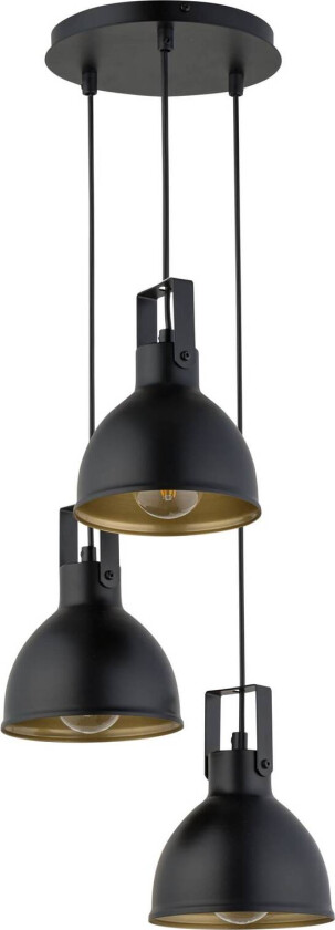 Trial pendellampe, 3-lys rondel svart/gull