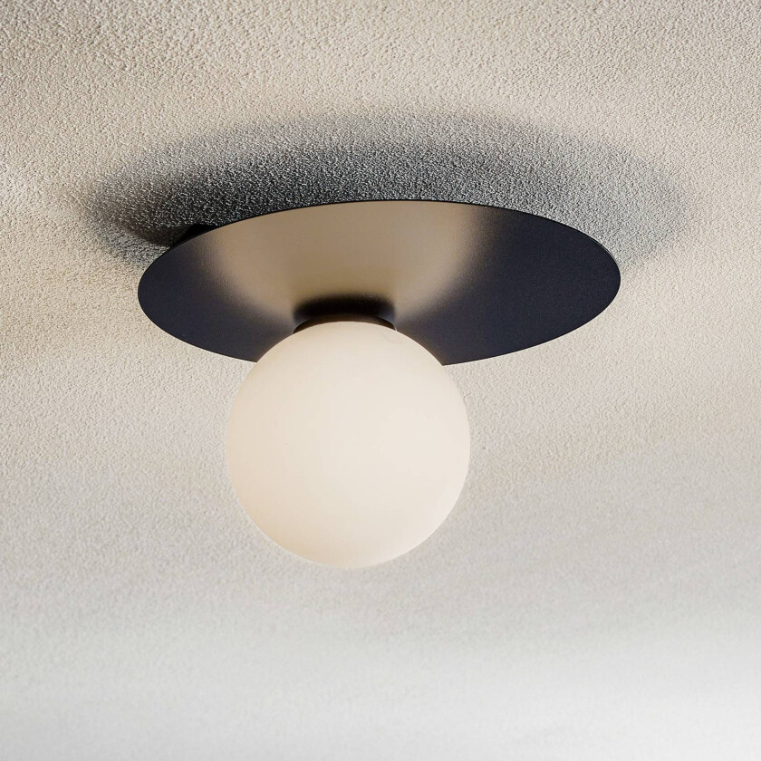 Firn taklampe, rund, ett lys, svart