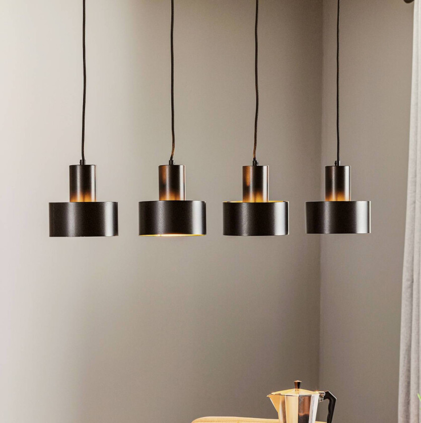 Rif 4 pendellampe, lineær med fire lys, svart