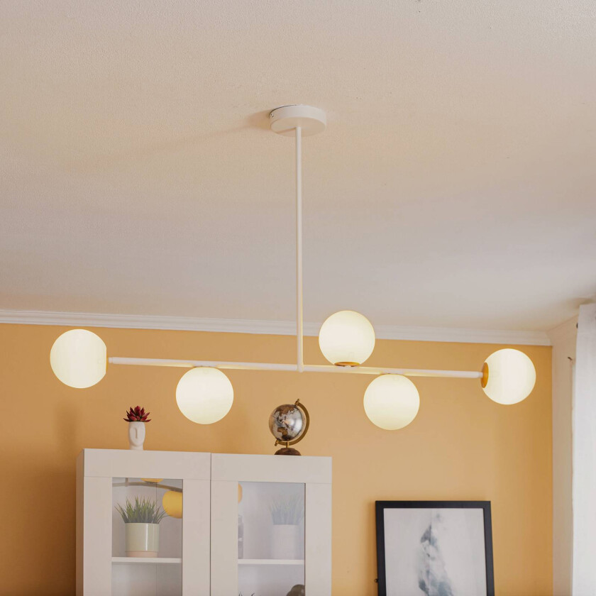 Gama 5 pendellampe, fem lamper, hvit