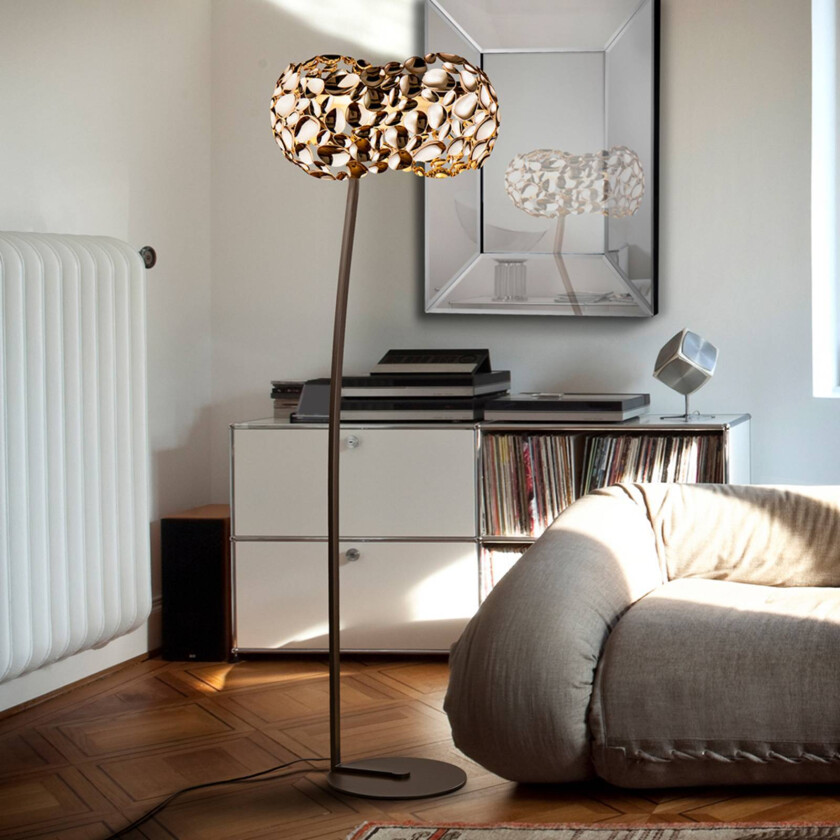 Narisa LED-gulvlampe, rosagull/brun