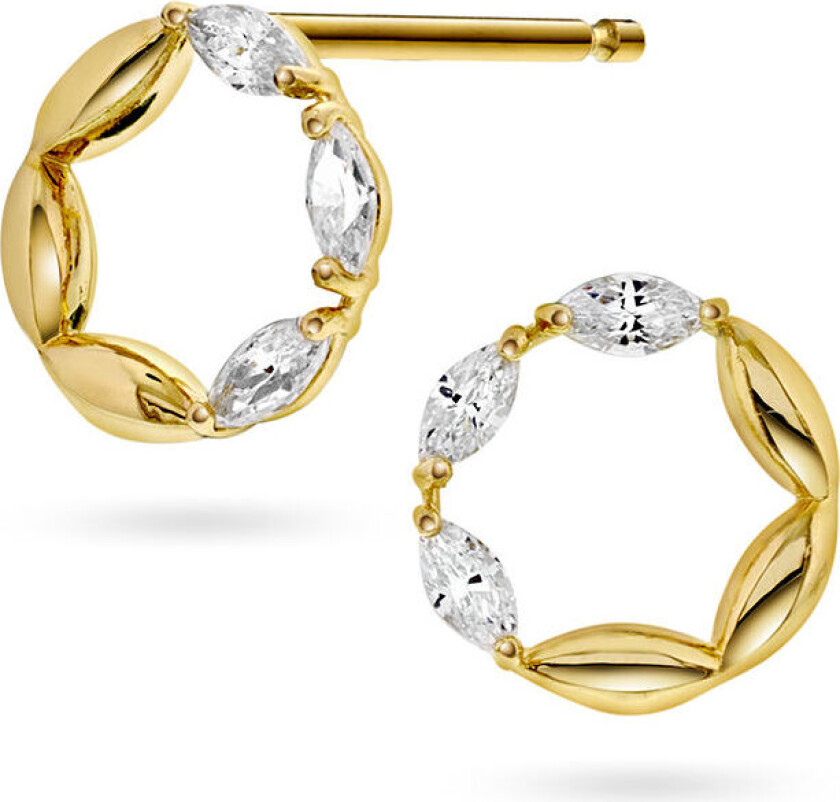 , Øredobber i 585 gult gull med zirkonia