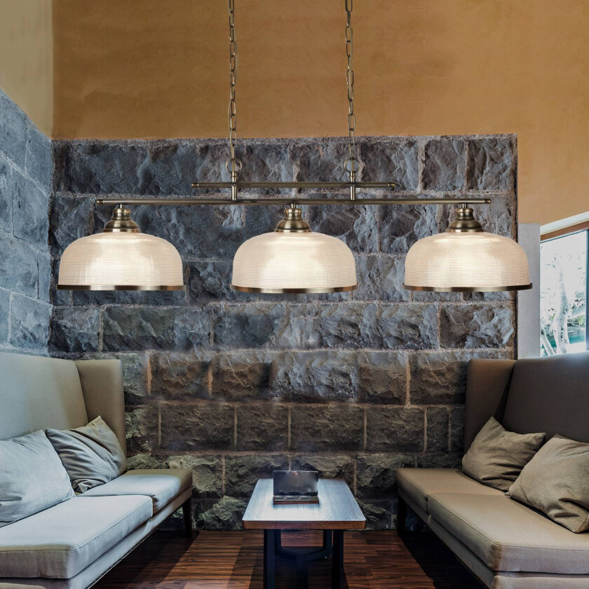 Pendellampe Bistro II Bar messing / bølget glass