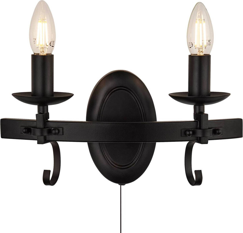 Cartwheel III vegglampe, 2 lyskilder, trekkbryter, metall