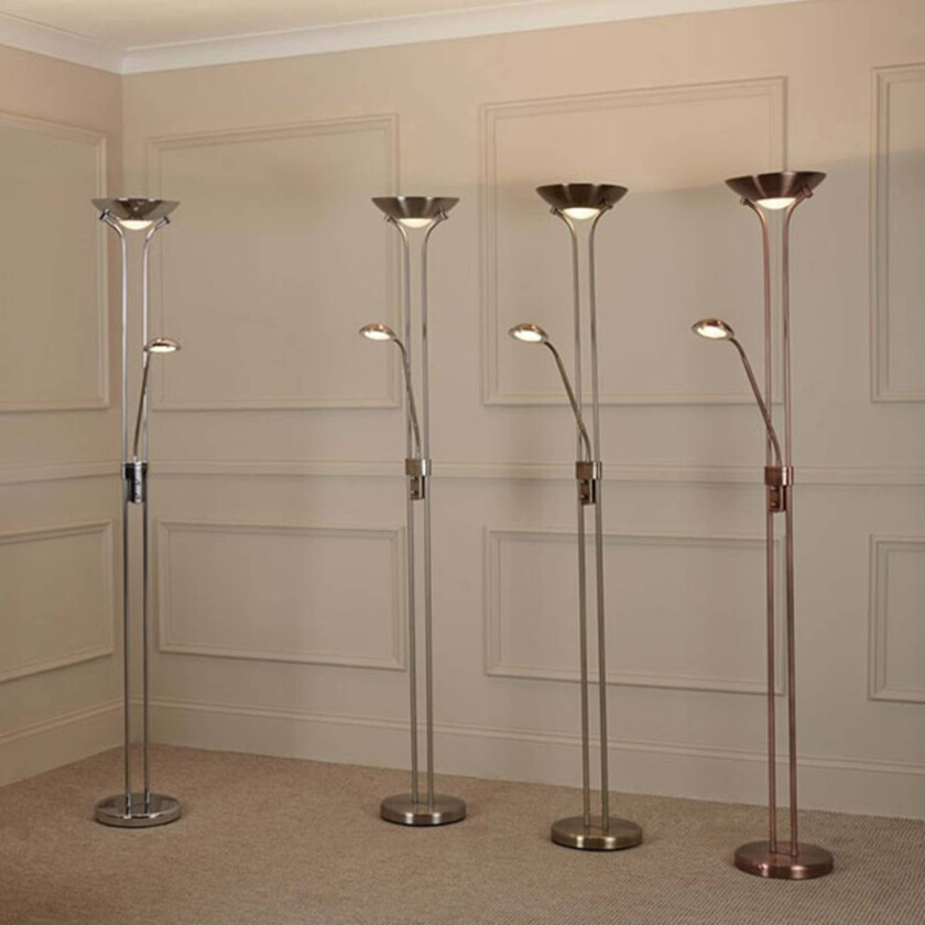 LED-gulvlampe Mor & Barn, sølv, leselampe, dimbar