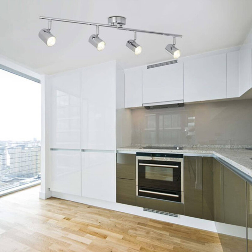 LED-takspot Rollo, fire lyskilder, krom