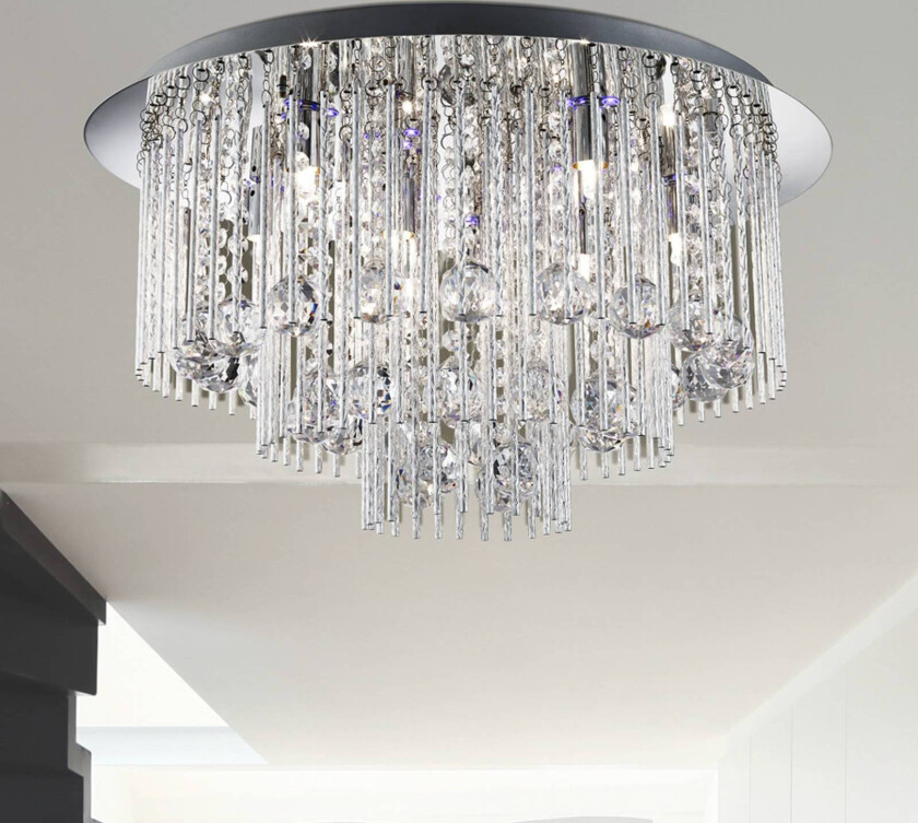 Taklampe Beatrix, krystall, fjernkontroll