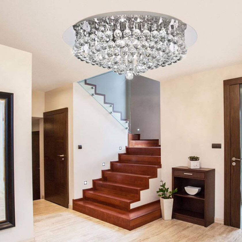 Taklampe Hanna krom glasskrystallkuler 55 cm