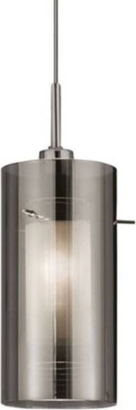 Hengelampe Duo 2, røykglass / krom 1 lyskilde