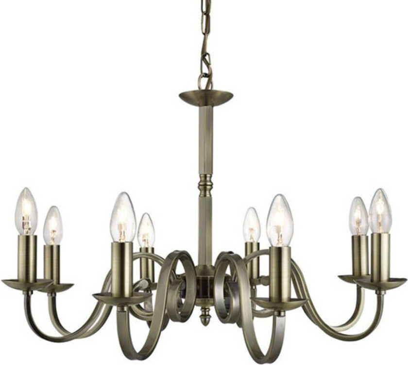 Lysekrone Richmond messing antikk, åtte lyskilder