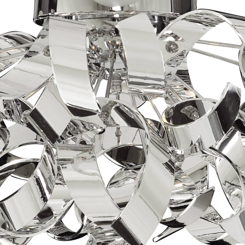 Kromfarget taklampe Curl i krølledesign