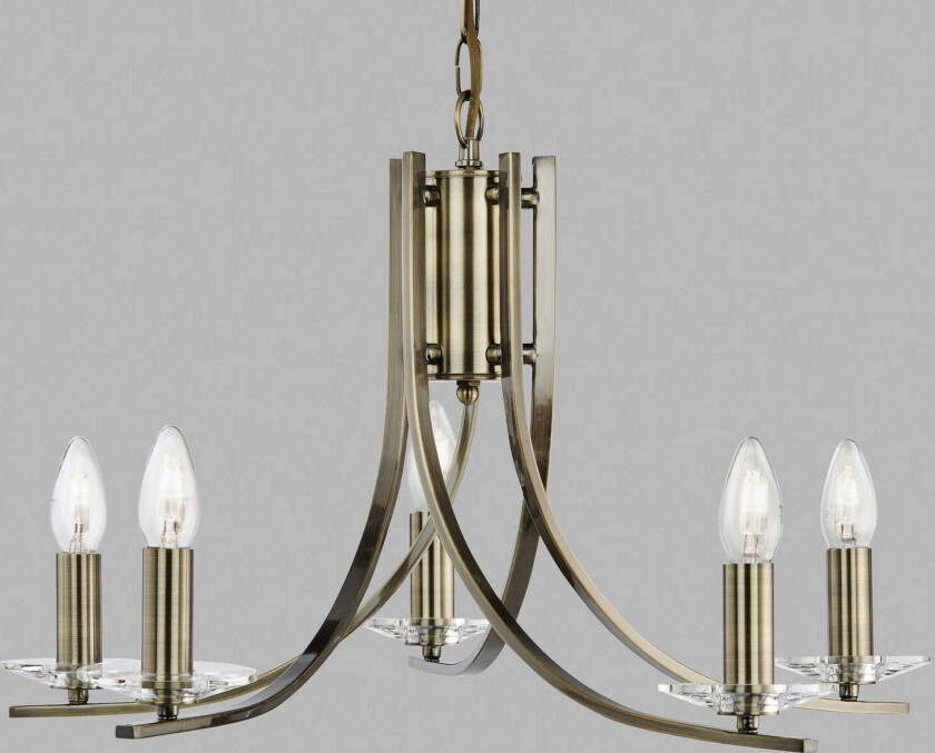 5 lys Hengelampe Acona i antikk look