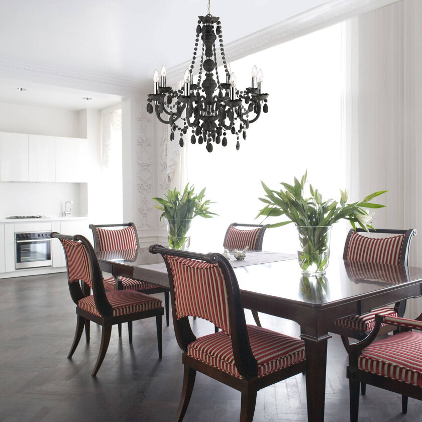 Lysekrone Marie Therese, mørkegrå, åtte lyskilder