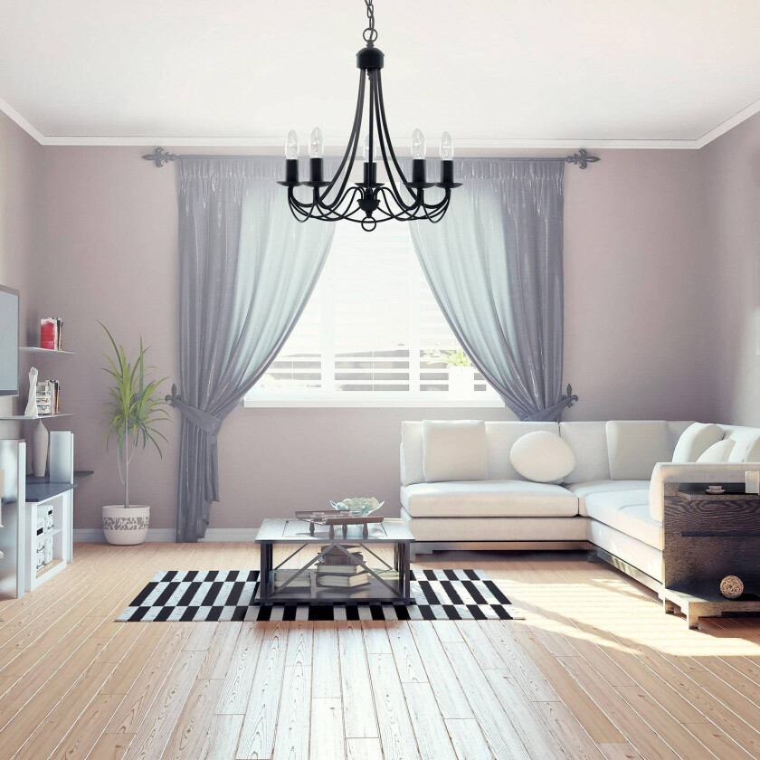 Lysekrone Maypole matt-svart, fem lyskilder