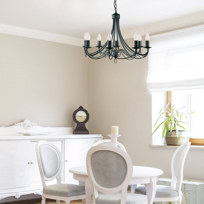 Lysekrone Maypole matt-svart, åtte lyskilder